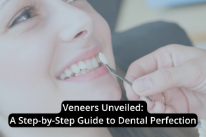 Guided dental examination of patient's veneers for perfection.