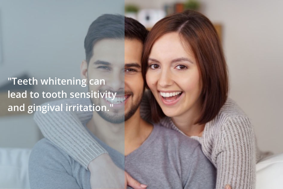 A smiling couple with healthy-looking teeth, possibly post teeth whitening treatment.